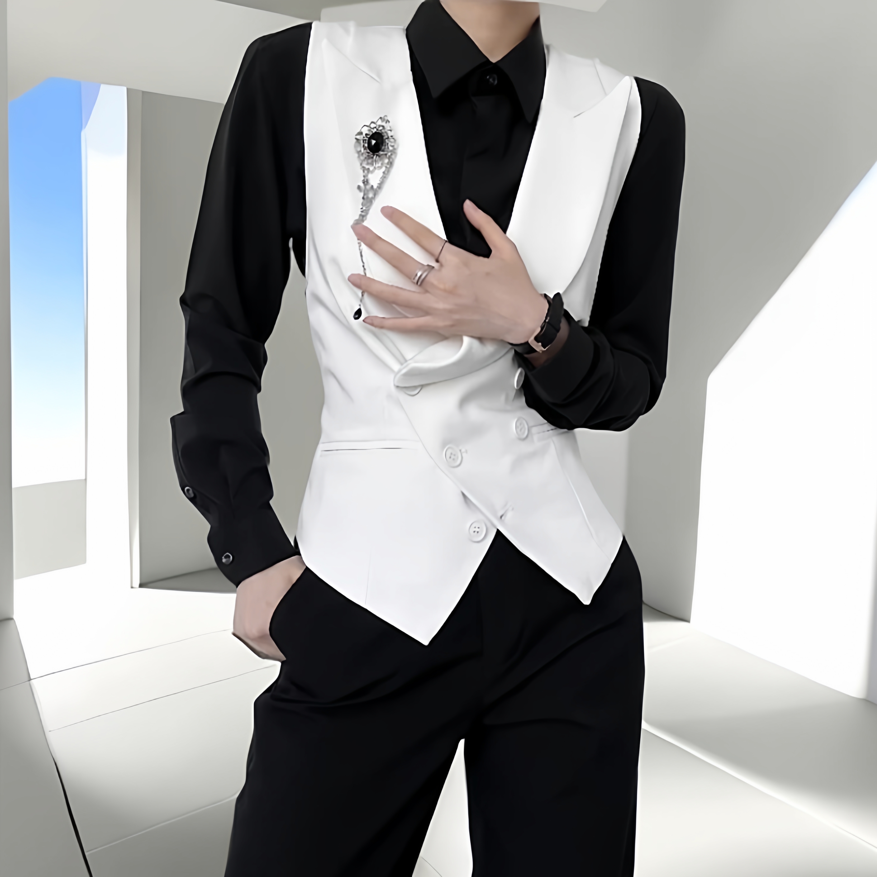 痞帅时尚小众设计感工装马甲