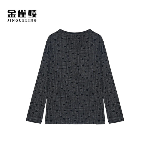 金雀绫【港风波点】半高领针织波点长袖加宽加大针织衫SZA3SW575