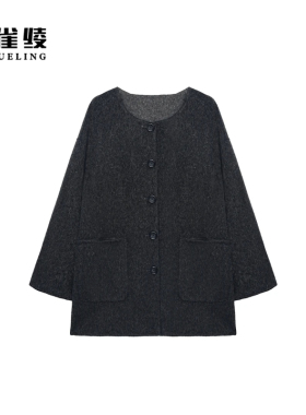 金雀绫【双面佳人】圆领长袖休闲女加宽大衣毛呢外套SZA4MW670