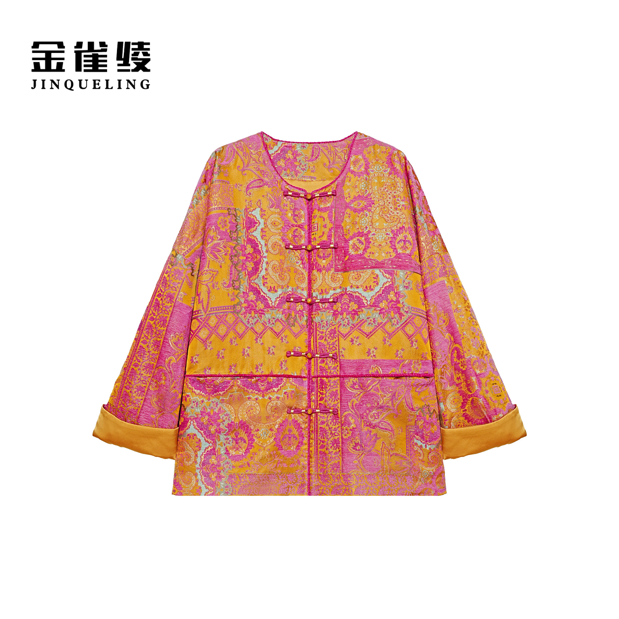 金雀绫【灼灼其华】新中式桑蚕丝漳绒工艺加宽加大外套SZA4TW854