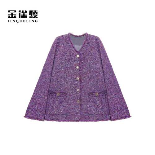 金雀绫【薰衣草花园】法式复古流苏加宽加大小香风外套SZBQ655