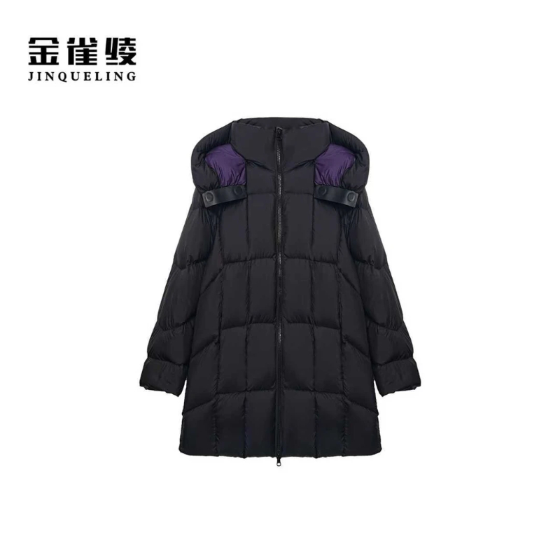 金雀绫【小珠峰】95白鹅绒保暖加宽加大中长款羽绒服SZA4YW717