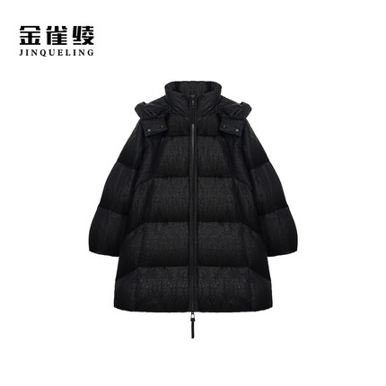 金雀绫【昆仑煮雪】香云纱95白鹅绒加宽加大中长羽绒服SZA4YW755