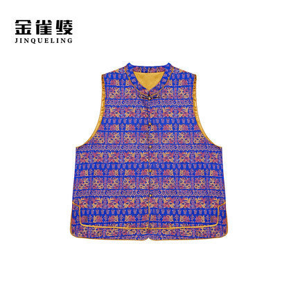 金雀绫【五彩壮锦】100桑蚕丝宋锦国风加宽加大马夹SZA2TL547