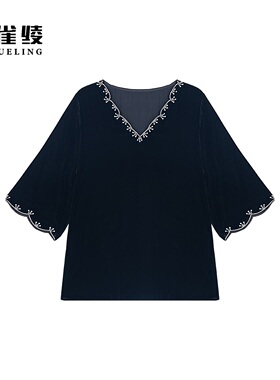 金雀绫【珠绣小姐】100桑蚕丝丝绒钉珠工艺加宽加大小衫SZA2SW509