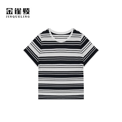 金雀绫【奶皮衫】时尚百搭条纹透气大码女装小衫SZA1S075