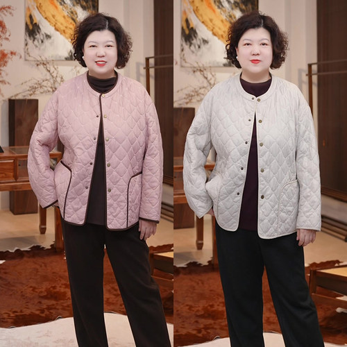 金雀绫【放羊的星星】极简风菱形绣花加宽加大绵羊毛棉服SZBL634