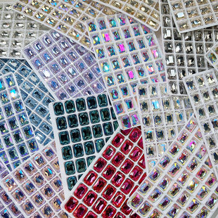 K9高品10 仿华切包钻材料 14mm长方八角美甲钻饰品配件DIY施家同款