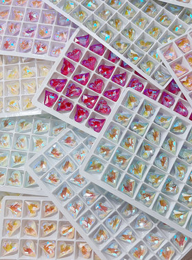 K9高品12X13mm荧光果冻卡槽歪心美甲钻饰品配件施家摩卡钻Diy美甲