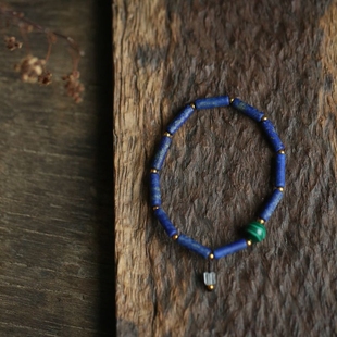 泼墨。高贵的黛蓝之美 天然青金石  手工编单圈 手串/手链