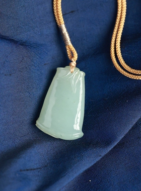 泼墨。 步步高升 天然A货翡翠 竹节手工编吊坠/挂件 （ 原1900