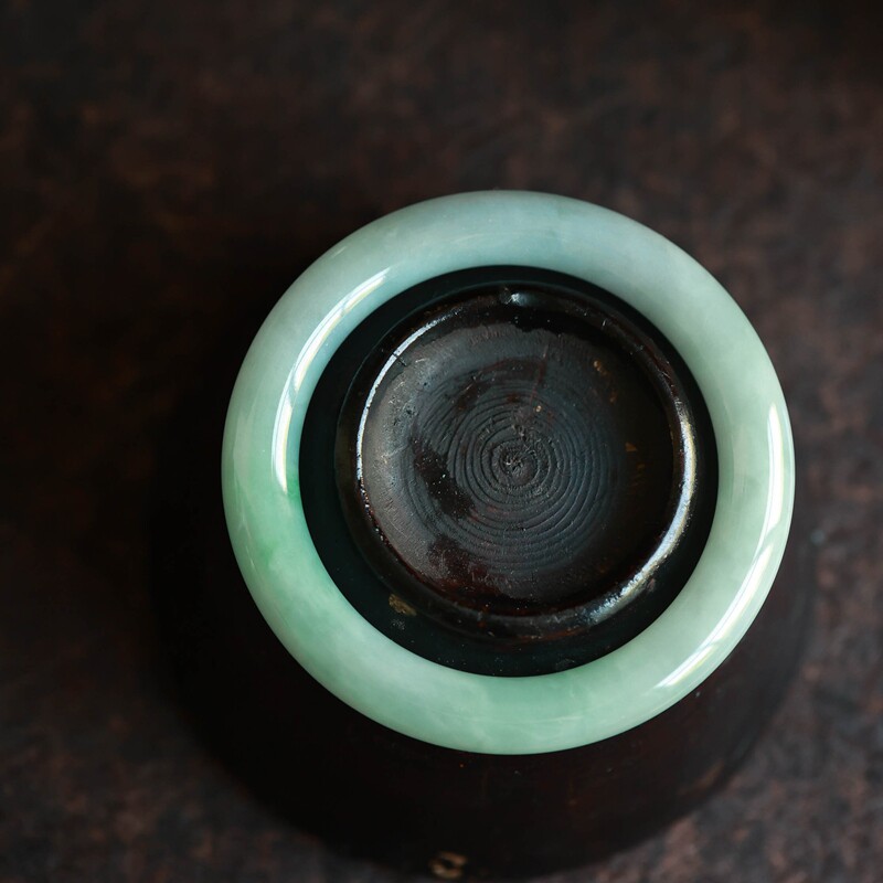 泼墨。天然A货  硬玉正圈圆条  翡翠玉镯/手镯 内径58MM（原4千5