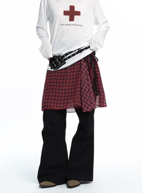 Roughneck韩国直邮2025秋季新款甜美蝴蝶结a字半身裙百搭格子短裙