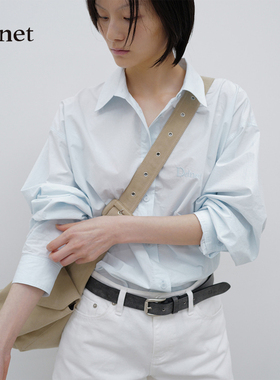 Deinet韩国小众品牌秋季新款休闲百搭设计感时尚简约绣花衬衫上衣