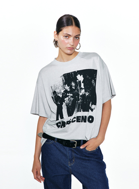 Deinet 韩国小众设计师品牌美式复古印花纯棉短袖个性百搭T恤女