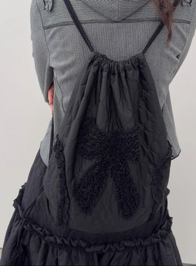 TYPESERVICE韩国代购直邮2025秋季少女丝带褶皱蝴蝶结双肩包背包