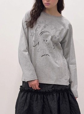 TYPESERVICE 韩国小众设计师品牌童趣手绘时尚休闲圆领长袖T恤女