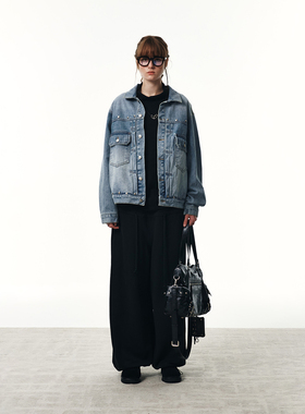 Deinet 韩国直邮正品休闲裤女2025秋季新款女装阔腿长裤黑色裤子