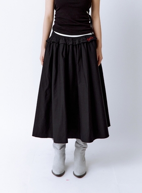 韩国设计师小众品牌roughneck2025年秋冬季新品裙子白色半身裙女