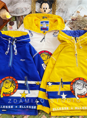 ellesse绝版收藏恶狗印花童趣复古套头棉服滑雪服古着vintgae宽松