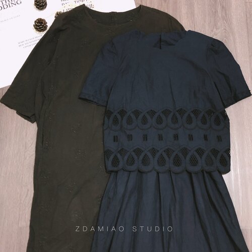 ZDAMIAO日本制复古森系刺绣优雅连衣裙vintage怀旧写真棉百搭