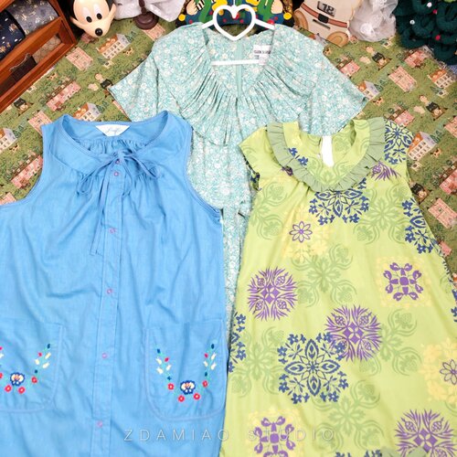 特惠海淘中古vintage花柄碎花荷叶边刺绣古着连衣裙夏季新品复古