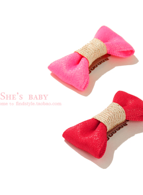 shesbaby韩国婴童喜庆红色蝴蝶结ins宝宝汗毛夹婴儿发饰头饰发夹
