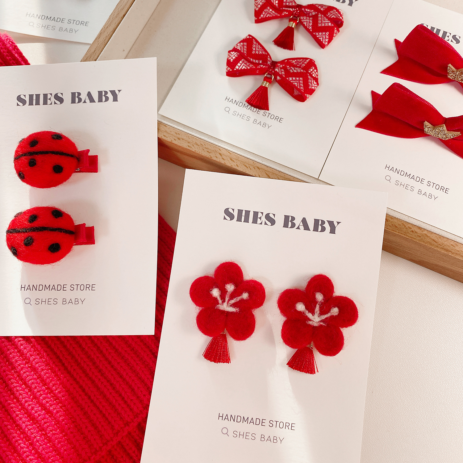 新年大红儿童刘海发夹婴儿胎毛夹