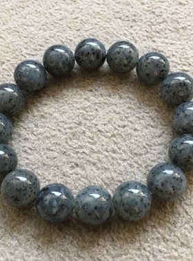 天然和田玉青花籽料12mm圆珠手串手链男女款单圈手串百搭甜美柔润