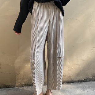 九分裤 中性风工装 三宅褶皱男女同款 休闲裤 海外代購