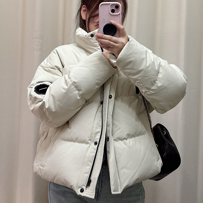 韩版短款立领口袋羽绒服加厚