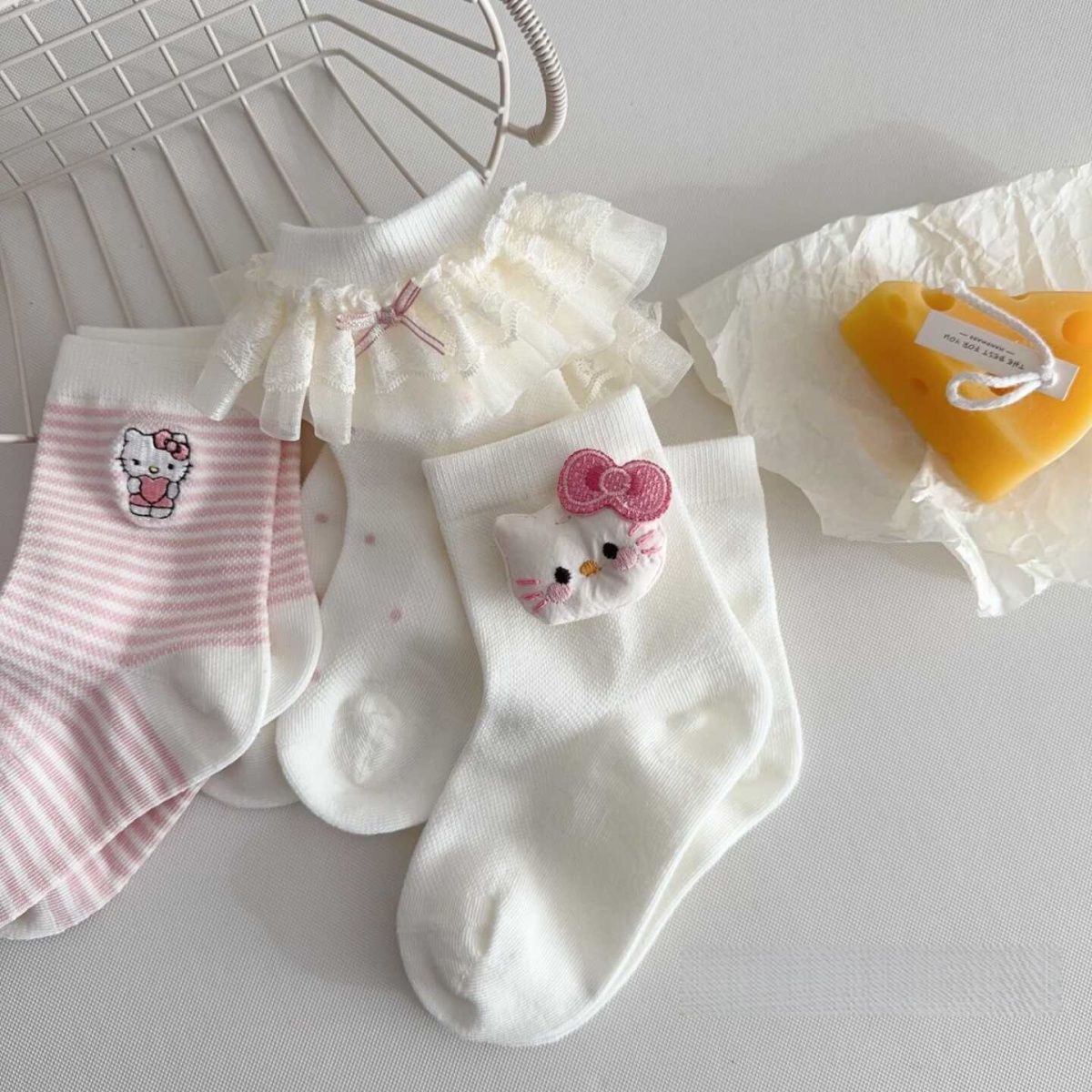 女童春夏秋棉袜中筒立体布偶袜