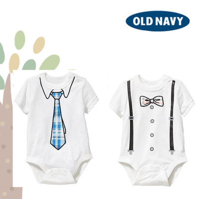 【现货】美国old navy夏款男婴男宝宝纯棉短袖小绅士哈衣爬服