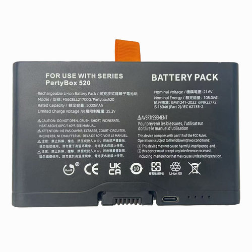 适用JBL PartyBox 520蓝牙音箱电池FG6CELL21700G