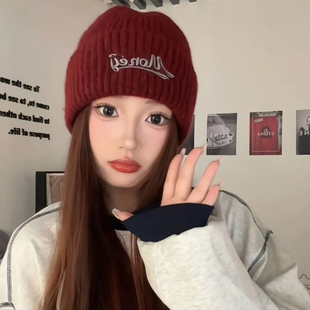2024新款时尚针织帽奶嘴帽冷帽亮线刺绣潮流针织帽保暖包头帽子