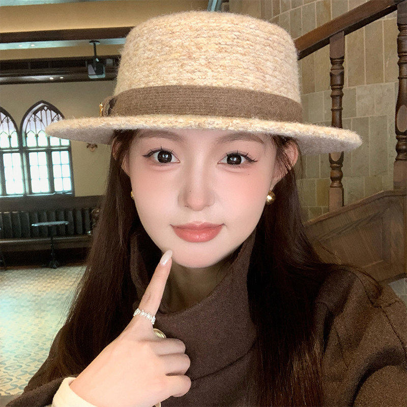 赫本风毛呢显脸小秋冬爵士帽女