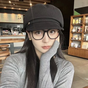 云朵帽女多种戴法复古百搭短檐鸭舌帽大头围显脸小贝雷帽八角帽子