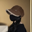 冬季 字母鸭舌帽渔夫帽 加绒加厚百搭露丝帽女出游保暖防寒加大韩版