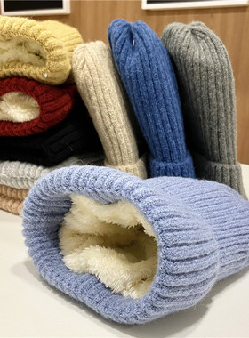 秋冬防寒帽子毛线帽女潮韩国百搭韩版针织帽男酷加绒加厚保暖冷帽