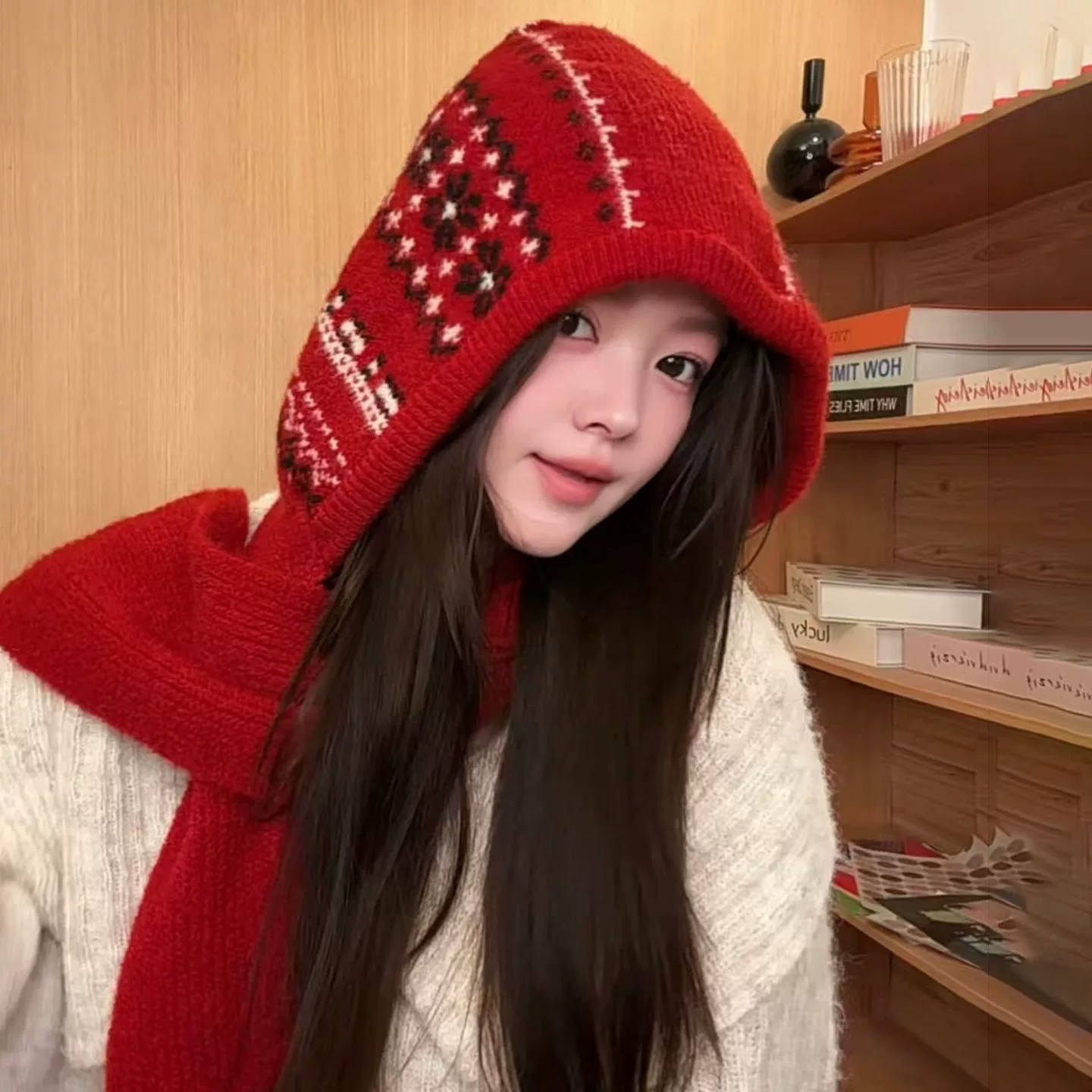 费尔岛针织保暖护耳包头帽女款
