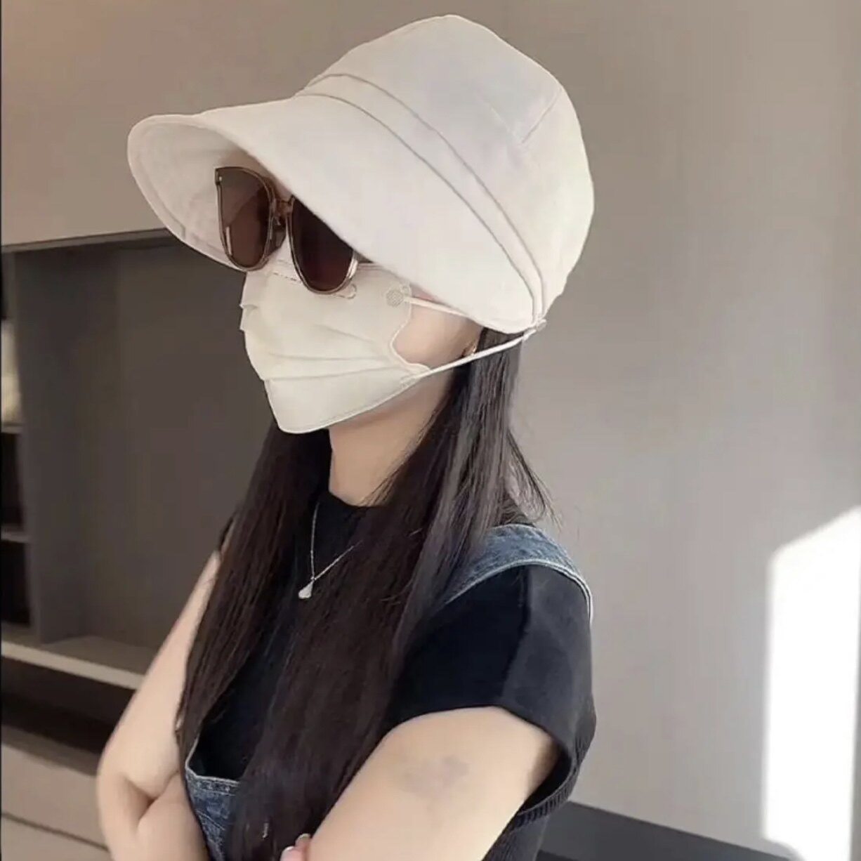 春夏薄款透气出游户外鸭舌渔夫帽女时尚光身遮阳优雅气质防晒帽子