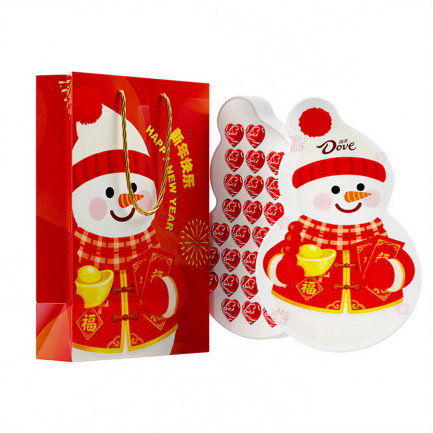 德芙Dove心语28颗新年雪人礼盒送礼情人节心型巧克力