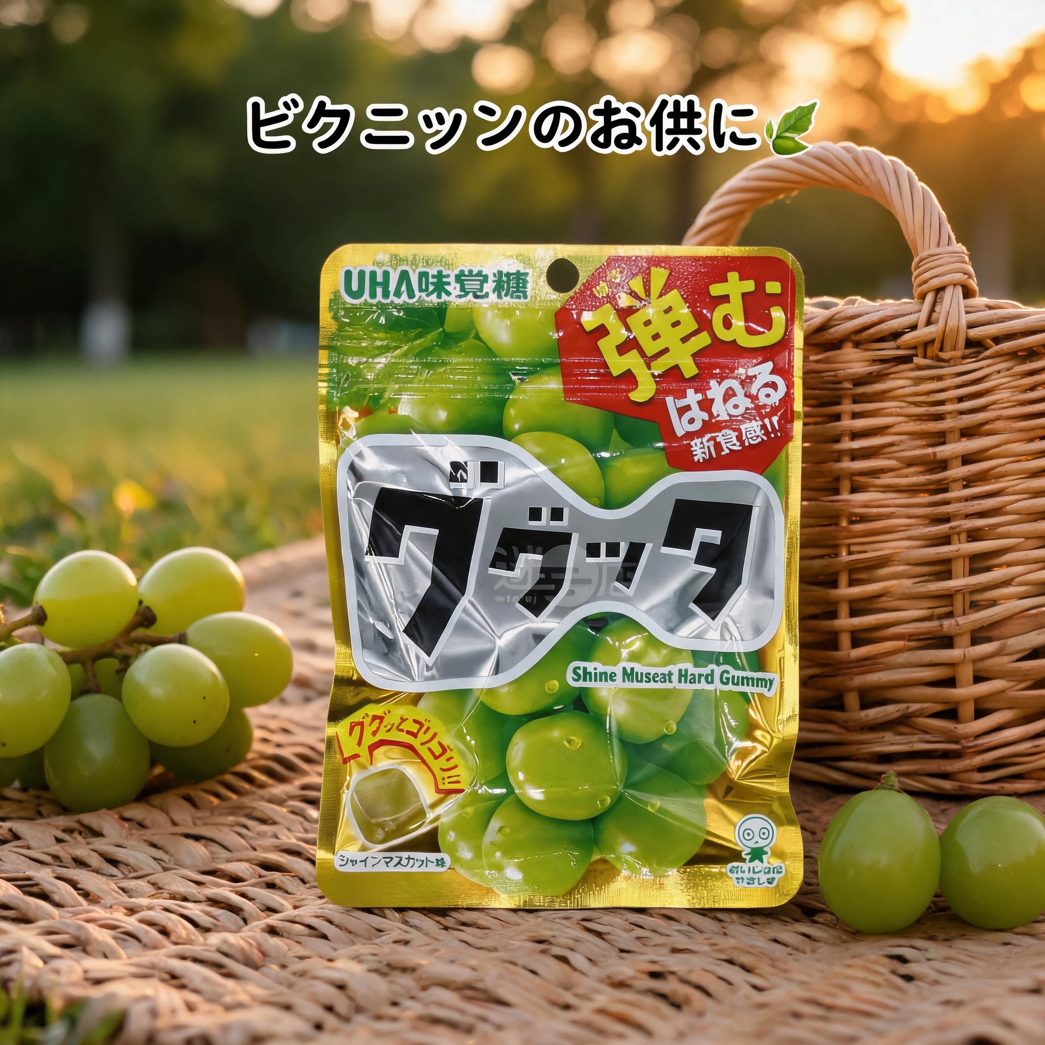 日本进口悠哈/UHA悠哈青葡萄味糖果软糖弹力零食品解馋上班上学