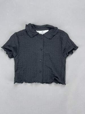 外贸原单尾货童装女童短款衬衫开口翻领92-134cm