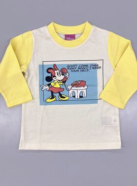 日系汗布mick迪士minn多款长袖T恤外贸原单童装尾货80-95码