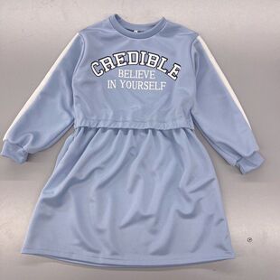 日单西松屋女童长袖拼接现货连衣裙可爱日版裙130-140码