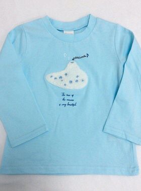 日单原单春秋新款圆领可爱女童秋衣打底陶笛ocarina绣花长袖T恤