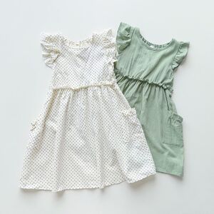 新品日单尾货120-160女孩夏季纯棉飞袖连衣裙