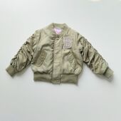 欧美单尾货4 帅气缎面光滑拉链 15岁女童秋冬棉外套褶皱飞行夹克衫