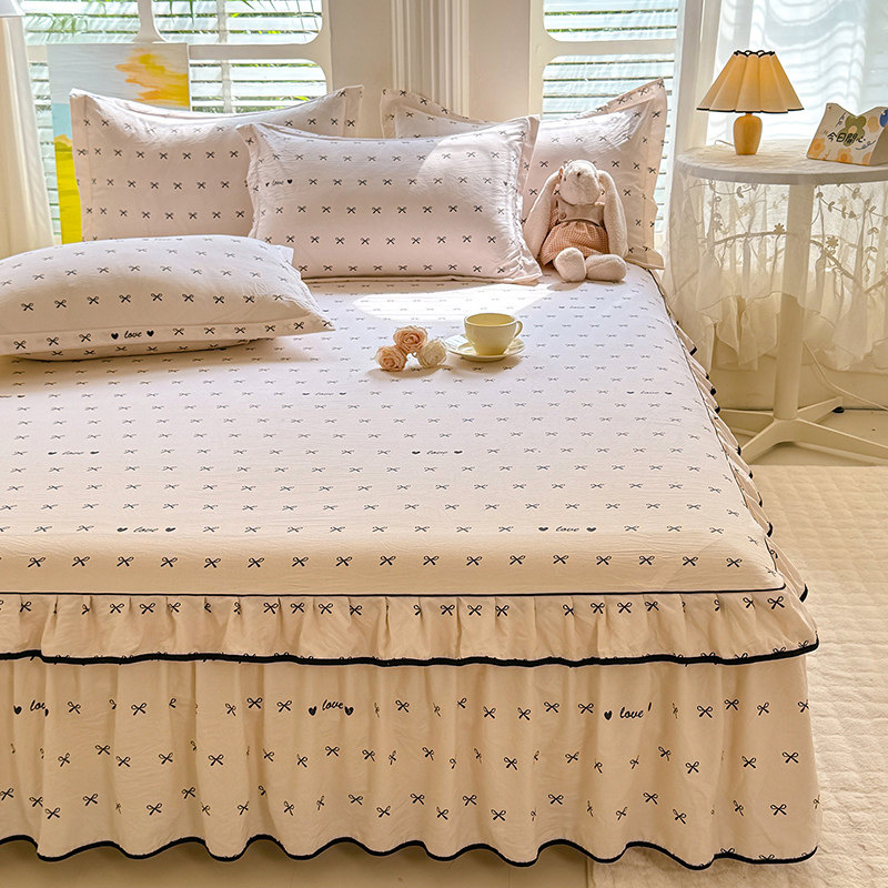 2025新款床裙单件四季通用纯棉全棉床笠遮丑下摆床置公主风花边款